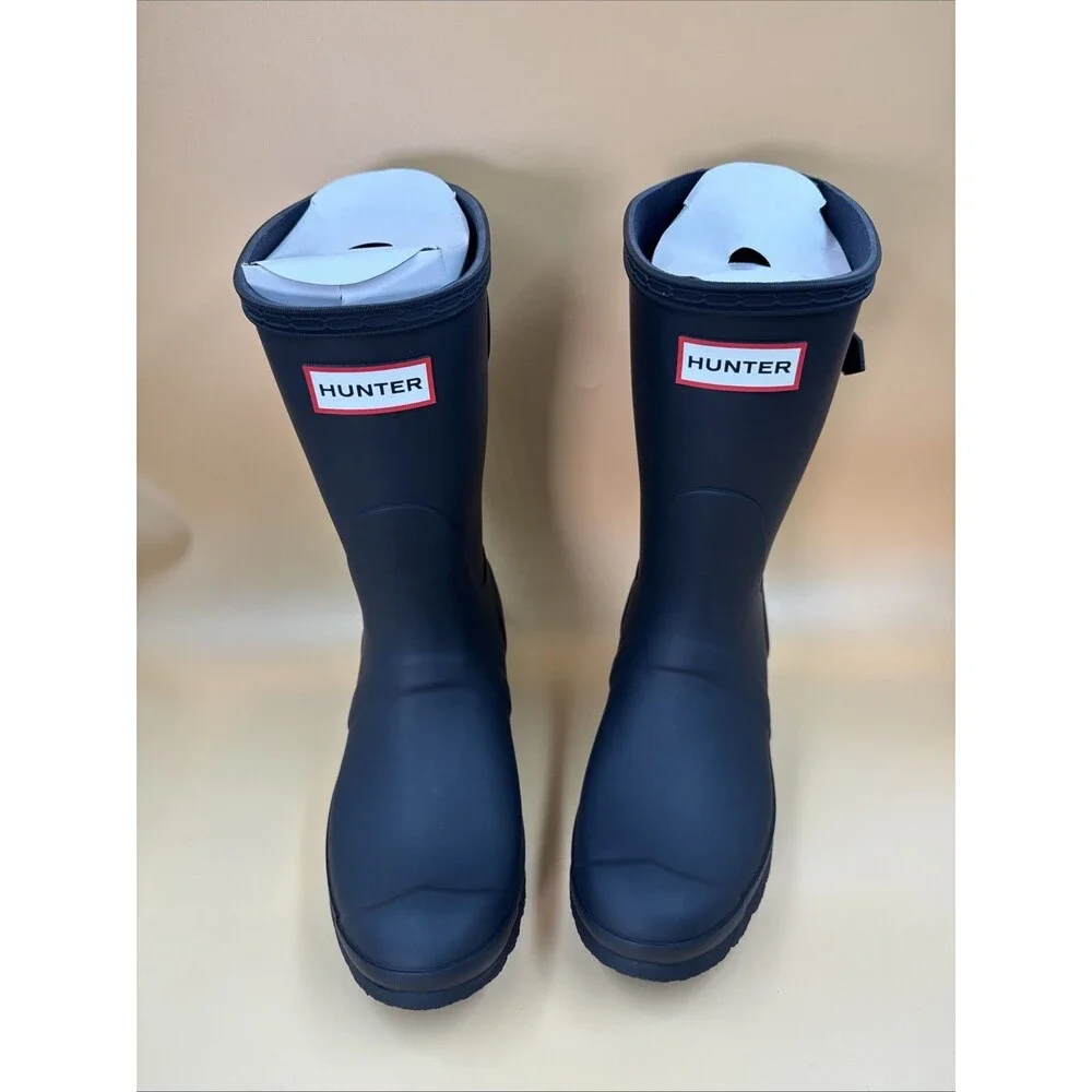 New Hunter Women's Navy Blue Original Short Back Adjustable Rain Boots Size 6